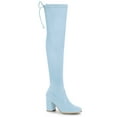 thumbnail image 1 of BLISSFUL STEP Women's Boots Round Toe Block Heel Over Knee High Faux Suede Boots Sky Blue 5.5, 1 of 8