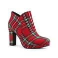 thumbnail image 1 of BLISSFUL STEP Women's Round Toe Block Heels Ankle Heel Boots Red Plaid 8.5, 1 of 7