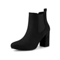 thumbnail image 1 of BLISSFUL STEP Women's Round Toe Block Heels Chelsea Ankle Boots, 1 of 8
