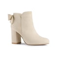 thumbnail image 1 of BLISSFUL STEP Women's Boots Faux Suede Bow Decor Chunky High Heel Round Toe Side Zipper Booties Beige 7.5, 1 of 7