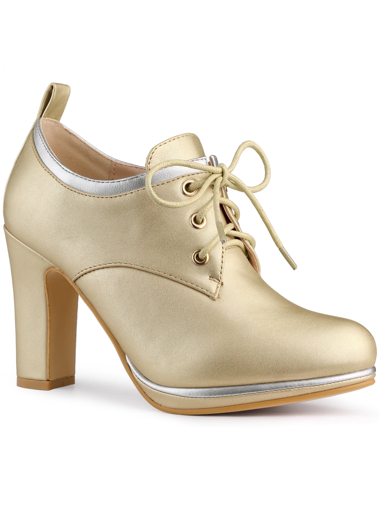 Round Toe Platform Block Heels Boots