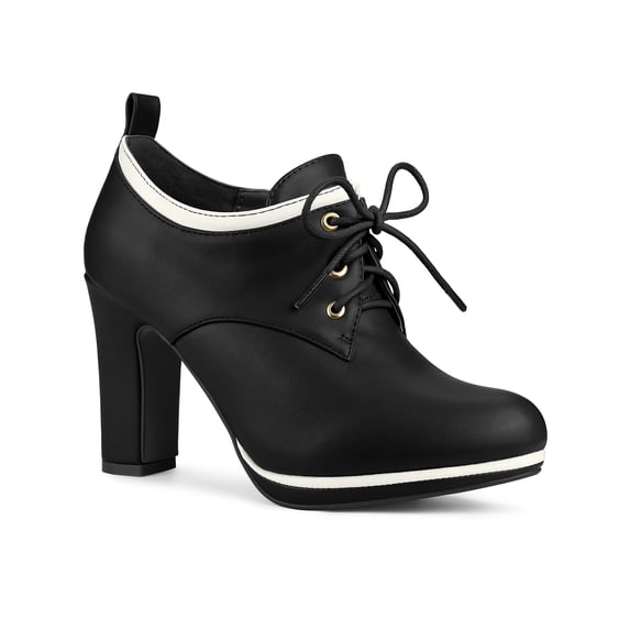 BLISSFUL STEP Women's Round Toe Platform Block High Heel Ankle Boots