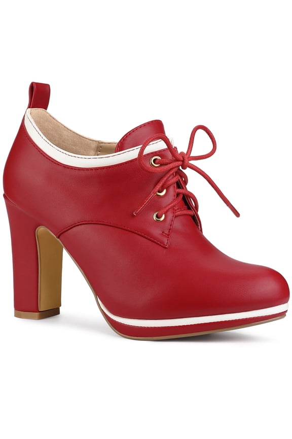 Women's Round Toe Platform Block High Heel Ankle Boots