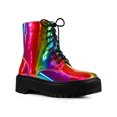 thumbnail image 1 of BLISSFUL STEP Valentine's Women's Boot Colorful Round Toe Platform Lace Up Ankle Boots Colorful 7, 1 of 7