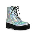 thumbnail image 1 of BLISSFUL STEP Valentine's Women's Boot Colorful Round Toe Platform Lace Up Ankle Boots Silver 9, 1 of 8