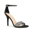 thumbnail image 1 of BLISSFUL STEP Women's Round Toe Rhines Ankle Strap Stiletto Heels Sandals Black 7, 1 of 8