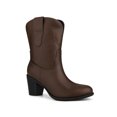 thumbnail image 1 of BLISSFUL STEP Women's Round Toe Slip on Block Heel Cowboy Boots, 1 of 7