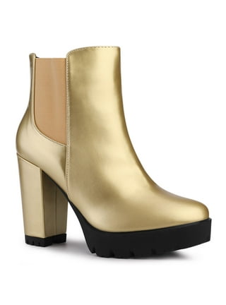 Gold wedge boots discount