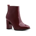 thumbnail image 1 of BLISSFUL STEP Women's Round Toe Zip Block High Heels Ankle Boots Burgundy 9.5, 1 of 7