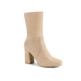 thumbnail image 1 of BLISSFUL STEP Women's Boots Faux Suede Rounded Toe Block Heel Foldable Ankle Boots Khaki 6, 1 of 7