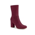 thumbnail image 1 of BLISSFUL STEP Women's Boots Faux Suede Rounded Toe Block Heel Foldable Ankle Boots Burgundy 6, 1 of 7