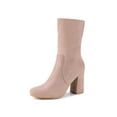 thumbnail image 1 of BLISSFUL STEP Women's Boots Faux Suede Rounded Toe Block Heel Foldable Ankle Boots Dust Pink 10, 1 of 8