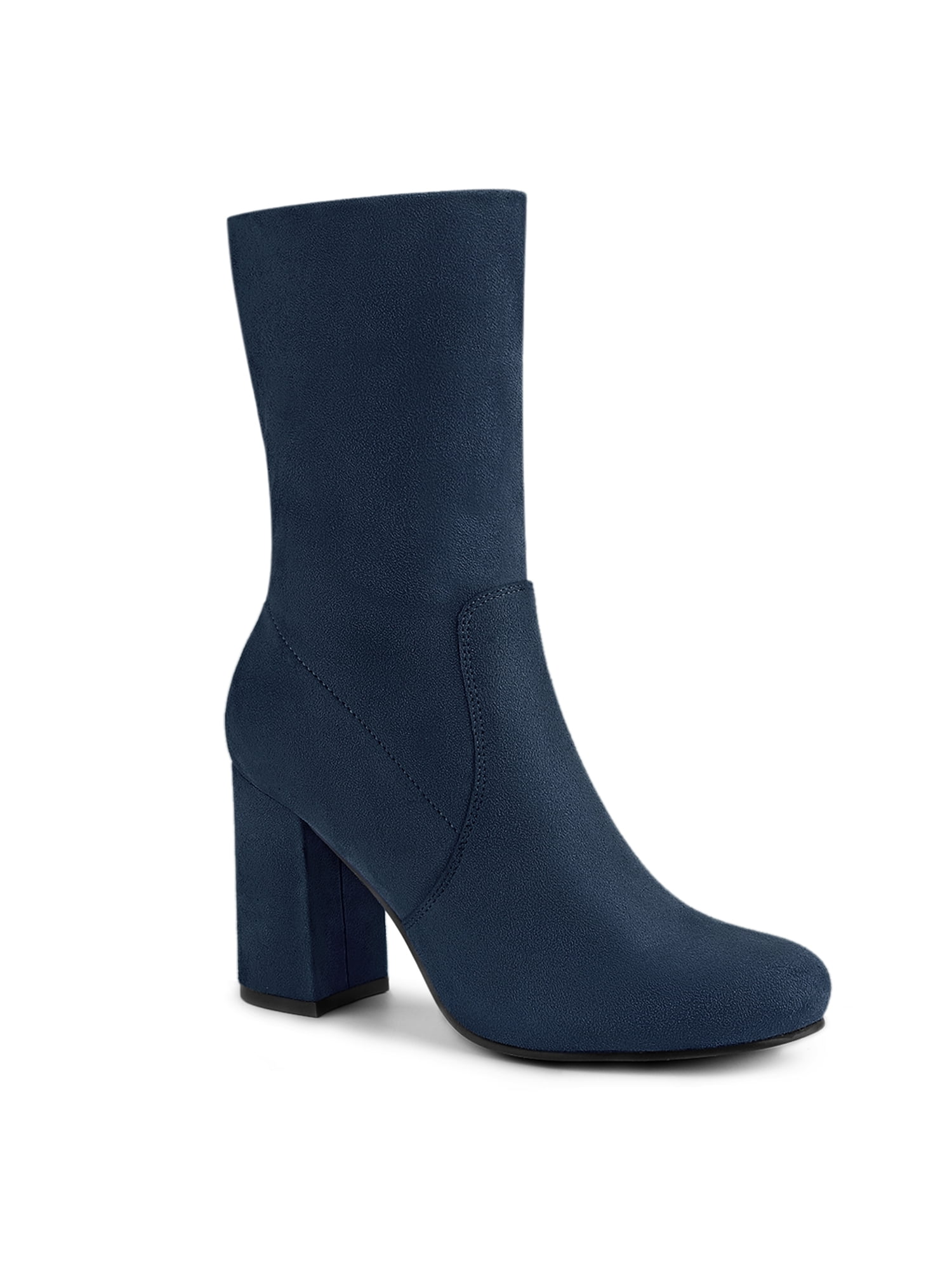 Allegra K Women’s Sequins Block Heel Ankle Boots — Round Toe, Zip Up, Party & Evening Wear