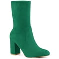 thumbnail image 1 of BLISSFUL STEP Women's Boots Faux Suede Rounded Toe Block Heel Foldable Ankle Boots Emerald Green 8.5, 1 of 8