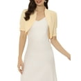 thumbnail image 1 of INSPIRE CHIC Women's Shrugs Open Front Bolero Ruched Short Sleeves Cropped Cardigan S Apricot, 1 of 6
