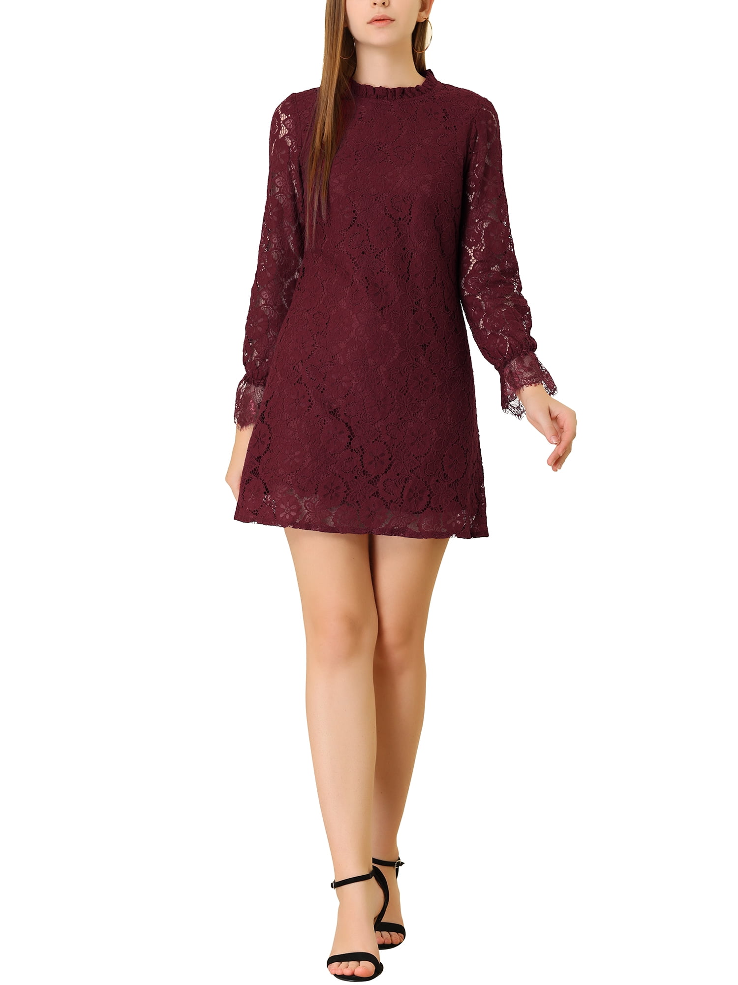 chinese dress ladies Caprani Lace Mini Dress Burgundy