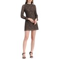 thumbnail image 1 of INSPIRE CHIC Women's Ruffle Crew Neck Long Sleeves Floral Lace Casual Mini Dress XS Brown, 1 of 9