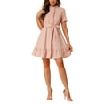 thumbnail image 1 of Allegra K Women's Ruffle Hem Fit and Flare Frill Trim Button Front Dresses, 1 of 6