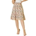 thumbnail image 1 of INSPIRE CHIC Women's Skirts Knee Length Elastic Waist A-Line Flowy Tiered Ruffle Floral Skirt S Multicolor, 1 of 7