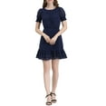 thumbnail image 1 of INSPIRE CHIC Women's Ruffle Hem Short Puff Sleeve Party A-Line Mini Dress L Blue, 1 of 6