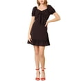 thumbnail image 1 of INSPIRE CHIC Women's Ruffle Hem Sweetheart Neck Heart Tie Front Mini Dress XL Blacks, 1 of 6