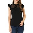 thumbnail image 1 of Allegra K Women's Ruffle Neck Keyhole Back Butterfly Sleeveless Bow Tie Blouse, 1 of 6