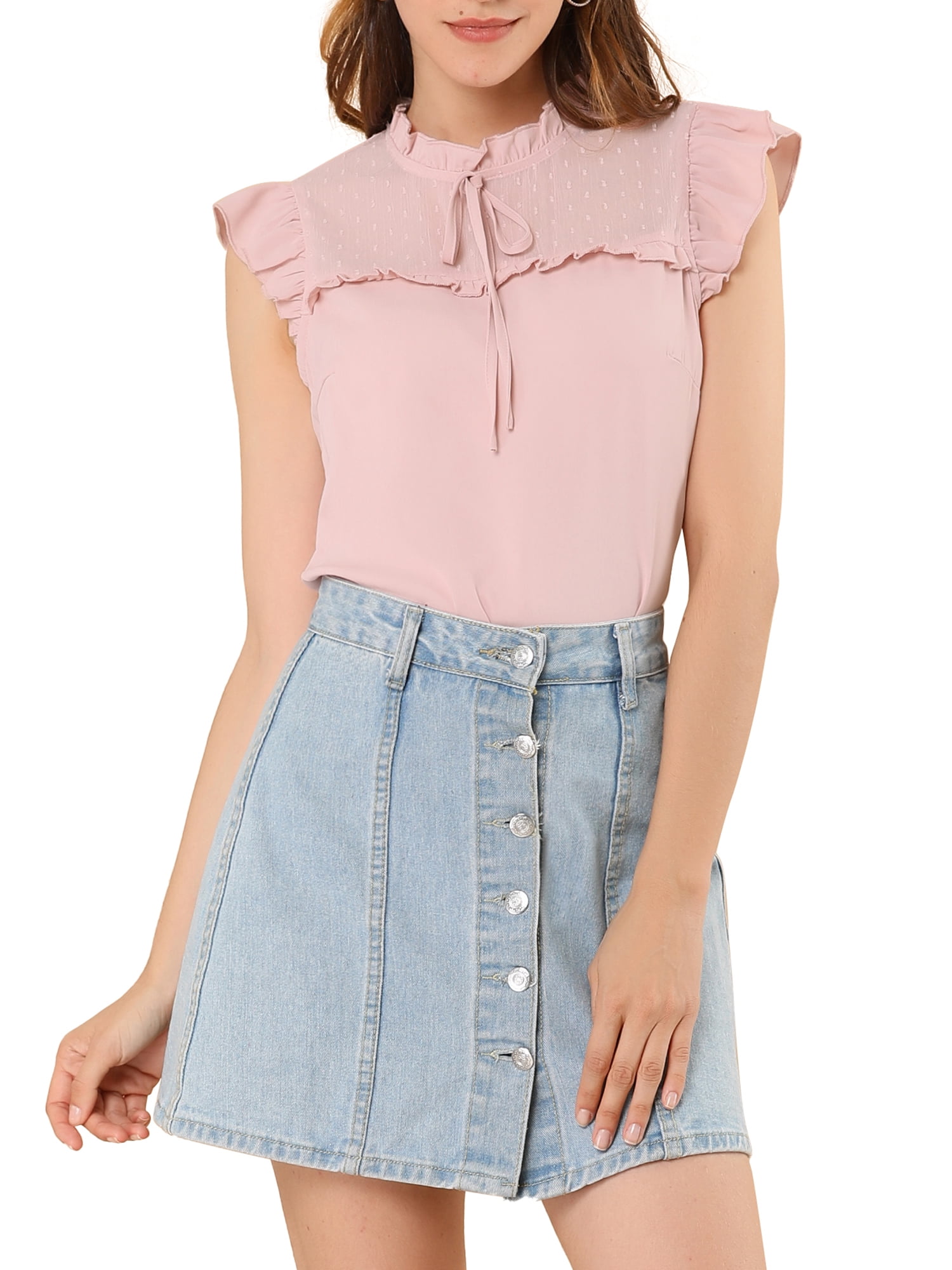 sleeveless bow tie blouse