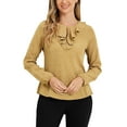 thumbnail image 1 of INSPIRE CHIC Women's Valentine's Day Ruffle Neck Long Sleeve Blouse Shirts S Khaki-Dots, 1 of 7