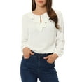 thumbnail image 1 of INSPIRE CHIC Women's Valentine's Day Ruffle Neck Long Sleeve Blouse Shirts XS White-Solid, 1 of 7