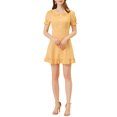 thumbnail image 1 of INSPIRE CHIC Women's Ruffle Peter Pan Collar Casual Button up Checkered Dress XS Yellow, 1 of 5