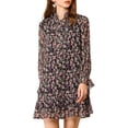 thumbnail image 1 of Allegra K Women's Ruffle Tie Neck Casual Loose Shift Floral Dress, 1 of 7