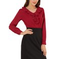 thumbnail image 1 of Allegra K Women's Ruffle V Neck Office Button Front Vintage Blouse, 1 of 7