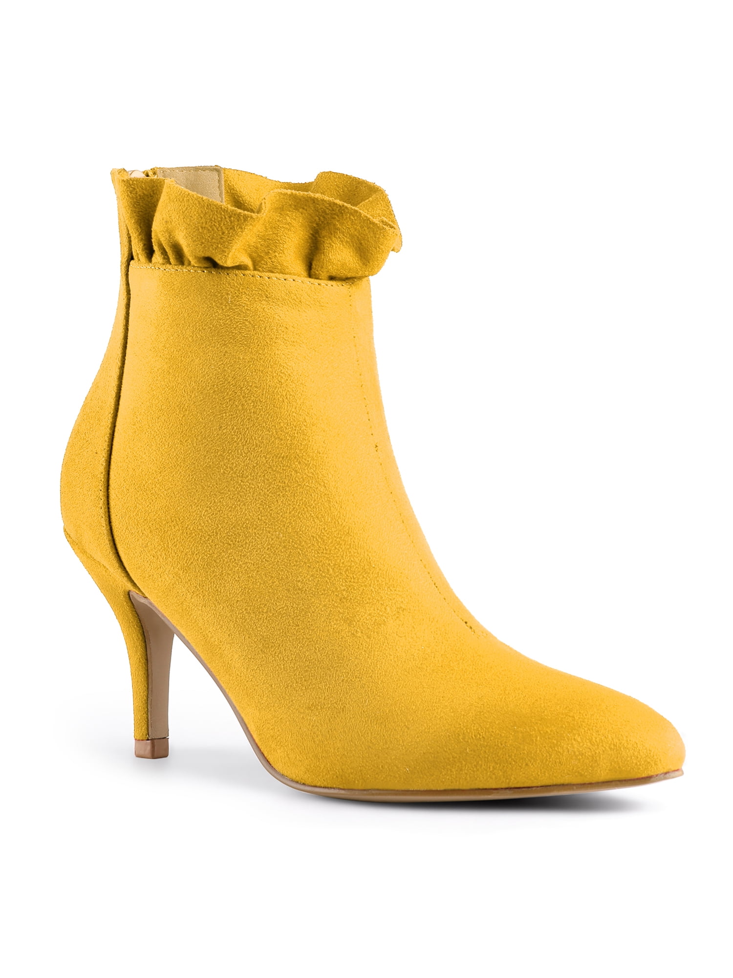 BLISSFUL STEP Women's Ankle Boots Faux Suede Pointed Toe Stiletto Heel ...