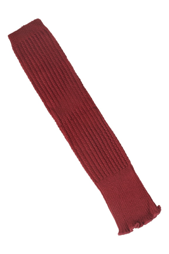 Women's Ruffled Cuff Knee Length Knitted Leg Warmers Burgundy One Size