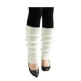 thumbnail image 1 of INSPIRE CHIC Women's Ruffled Cuff Over Knee Length Ribbed Knitted Leg Warmers White, 1 of 6