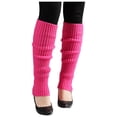 thumbnail image 1 of INSPIRE CHIC Women's Ruffled Cuff Over Knee Length Ribbed Knitted Leg Warmers Fuchsia, 1 of 6