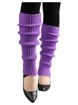 Zando Purple Leg Warmers for Women 80s Ribbed Knit Knee Warmer 80s Costumes  for Women Leg Warmer Socks