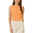 thumbnail image 1 of INSPIRE CHIC Mother's Day Women's Sleeveless Blouse Ruffled Pleated Wear-to-Work Chic Blouse L Orange, 1 of 7