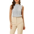 thumbnail image 1 of INSPIRE CHIC Women's Sleeveless Blouse Ruffled Pleated Wear-to-Work Chic Blouse M Grey, 1 of 6