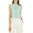 thumbnail image 1 of INSPIRE CHIC Women's Sleeveless Blouse Ruffled Pleated Wear-to-Work Chic Blouse S Cyan, 1 of 9
