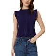 thumbnail image 1 of INSPIRE CHIC Women's Sleeveless Blouse Ruffled Pleated Wear-to-Work Chic Blouse XL Dark Blue, 1 of 7