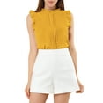 thumbnail image 1 of INSPIRE CHIC Women's Sleeveless Blouse Ruffled Pleated Wear-to-Work Chic Blouse XS Yellow, 1 of 7
