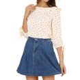 thumbnail image 1 of Allegra K Women's Ruffled Neck Half Sleeve Sheer Summer Polka Dots Blouse Tops, 1 of 7