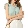 thumbnail image 1 of INSPIRE CHIC Women's Ruffled Sleeveless Pullover V- Neck Work Blouses Tops S Cyan, 1 of 9
