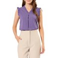 thumbnail image 1 of Allegra K Women's Ruffled Sleeveless Pullover V- Neck Work Blouses Tops, 1 of 8