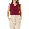 thumbnail image 1 of Allegra K Women's Ruffled Sleeveless Pullover V- Neck Work Blouses Tops, 1 of 8