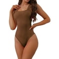 thumbnail image 1 of INSPIRE CHIC Women's Ruffled Straps Knitted Full Body Shapers Slim Fit Camisole Leotard Jumpsuit, 1 of 6