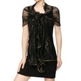 thumbnail image 1 of INSPIRE CHIC Women's Ruffled Trim Shiny Semi Sheer Rectangular Scarf Black, 1 of 1