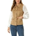 thumbnail image 1 of INSPIRE CHIC Women's Utility Cargo Vest Button Front Sleeveless Faux Suede Jacket with Pockets 2XL Khaki, 1 of 7