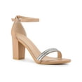 thumbnail image 1 of BLISSFUL STEP Women's Sandals Rhinestone Chunky Heel Ankle Strap Open Toe Party Shoes Nude 9, 1 of 7